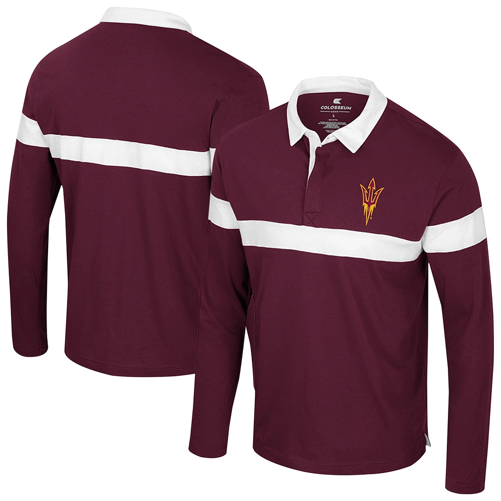 Polo à manches longues Too Cool For School pour homme Colosseum Maroon Arizona State Sun Devils