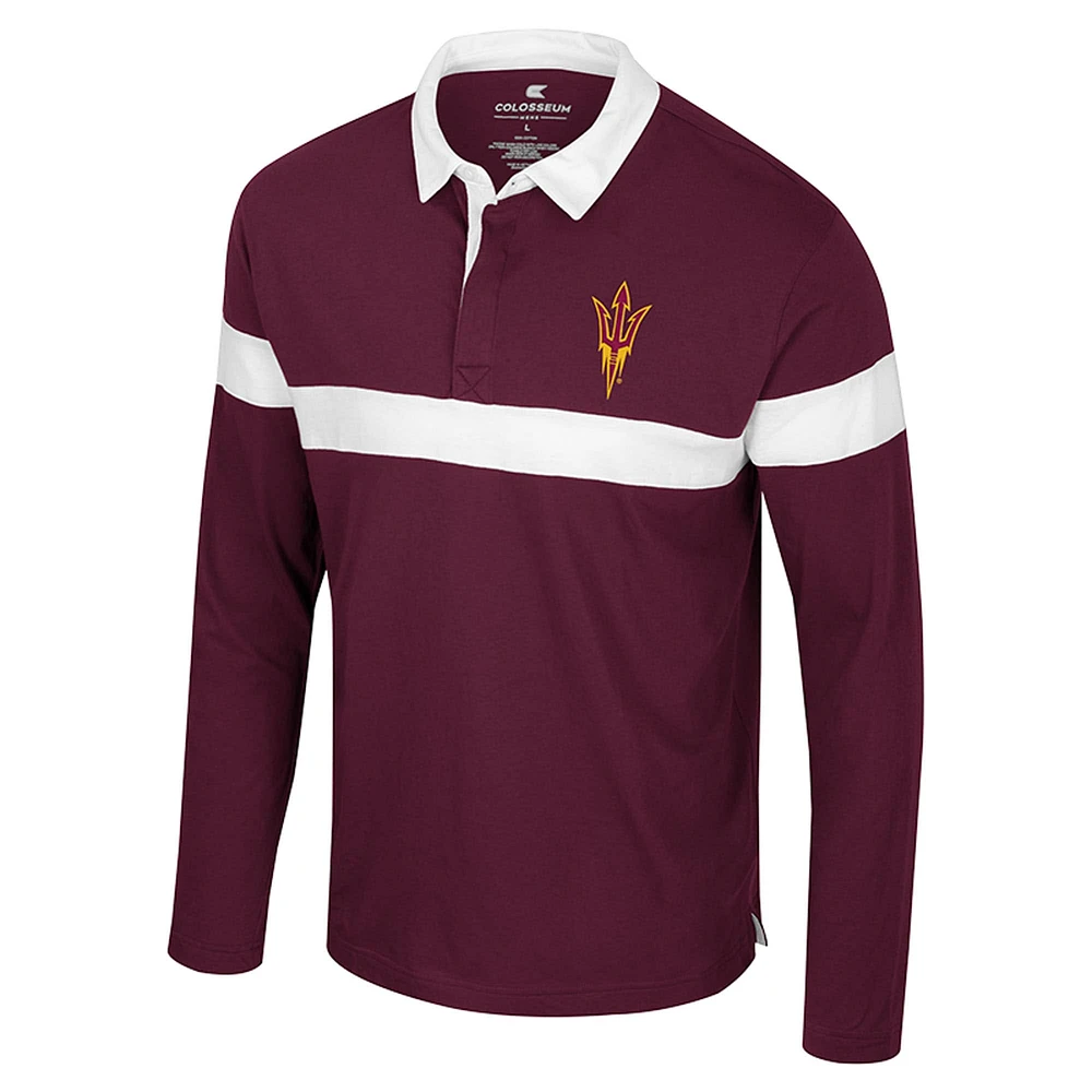 Men's Colosseum  Maroon Arizona State Sun Devils Too Cool For School Long Sleeve Polo