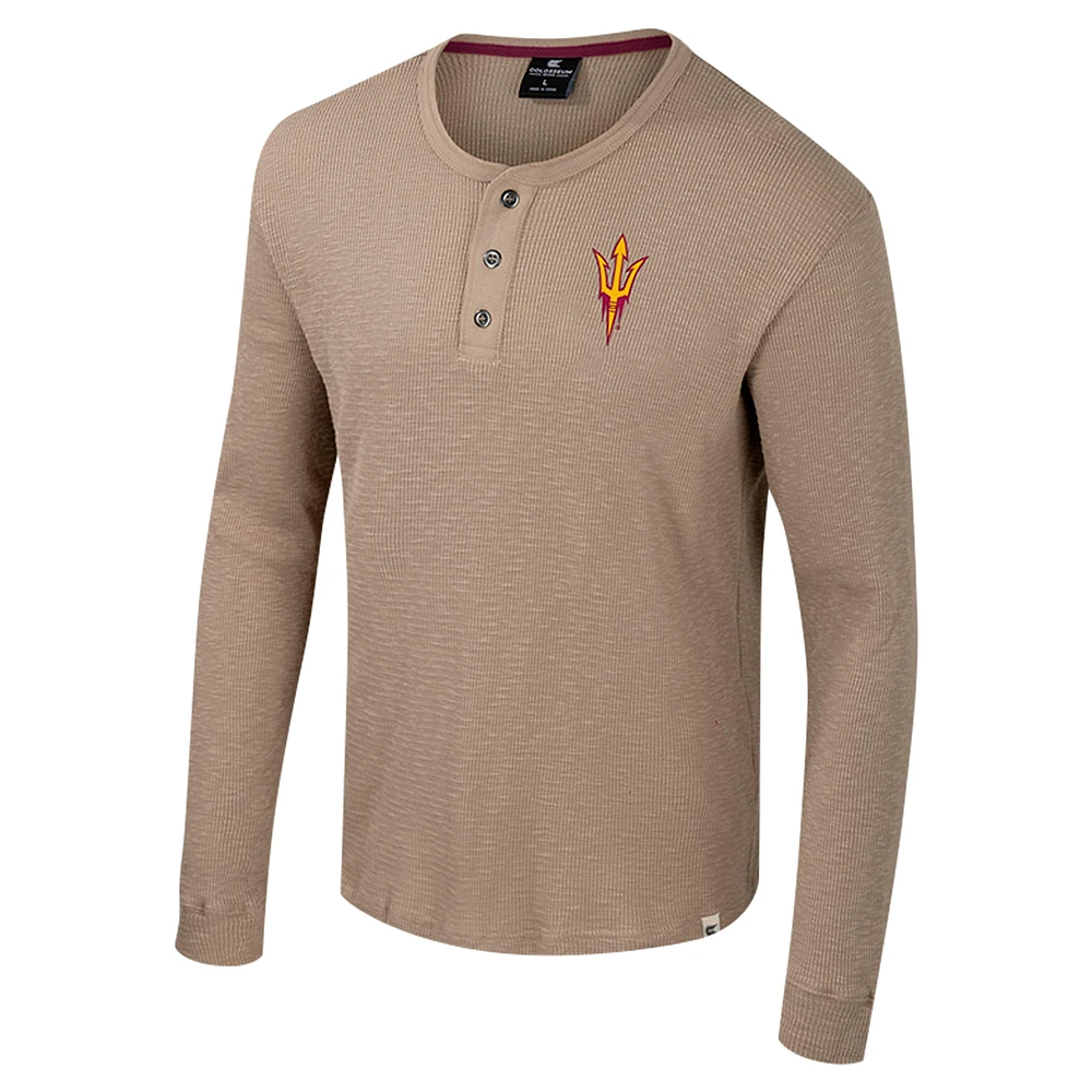 Men's Colosseum  Tan Arizona State Sun Devils Great Outdoors Henley Long Sleeve Shirt