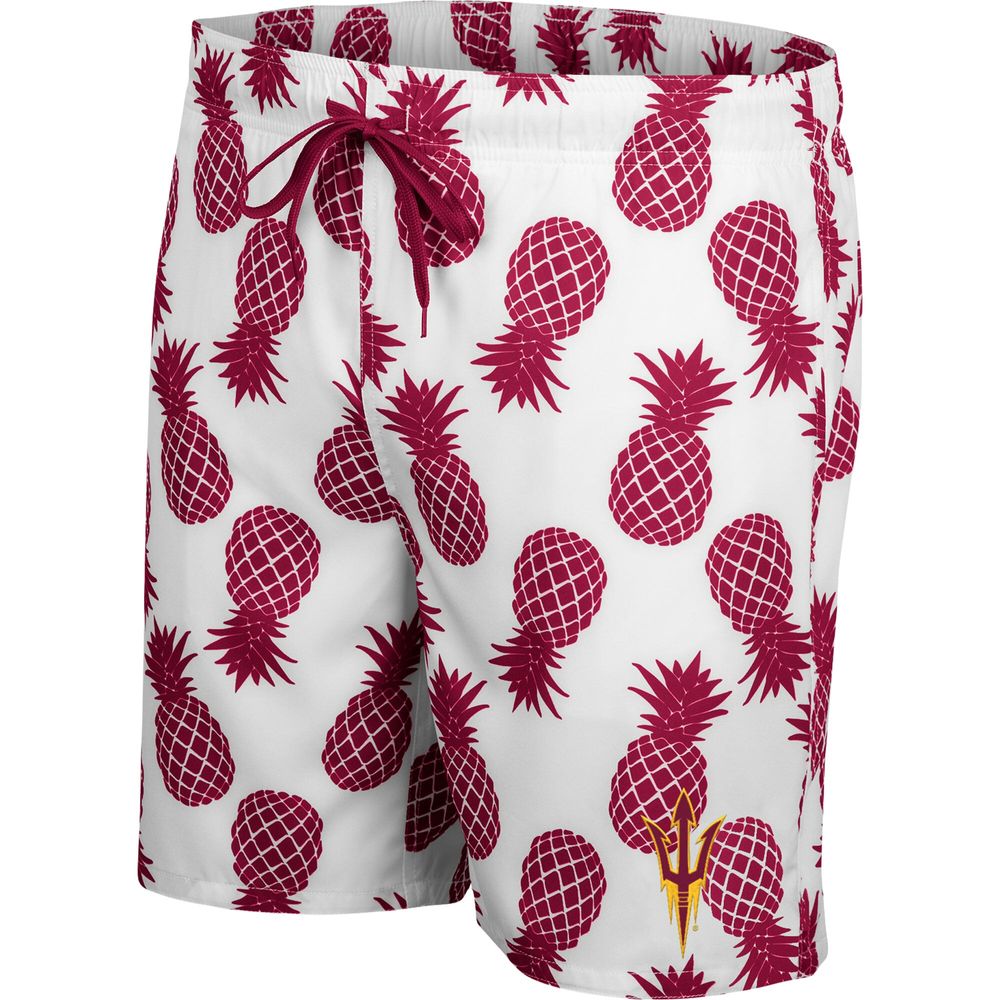 Men's Colosseum White/Maroon Arizona State Sun Devils Pineapple Swim Shorts