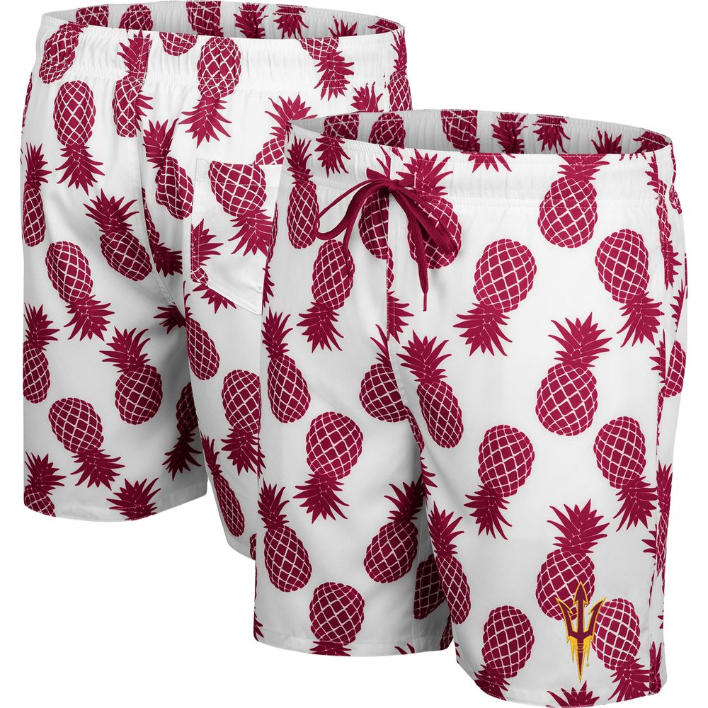 Men's Colosseum White/Maroon Arizona State Sun Devils Pineapple Swim Shorts