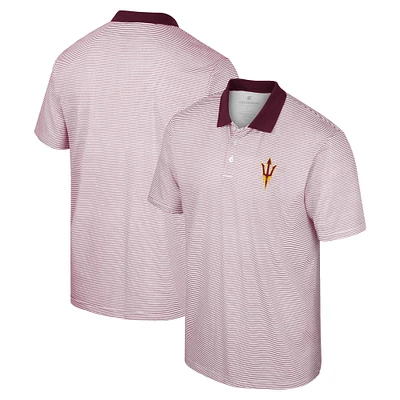 Men's Colosseum White/Maroon Arizona State Sun Devils Print Stripe Polo