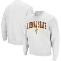 Men's Colosseum White Arizona State Sun Devils Arch & Logo Crew Neck Sweatshirt