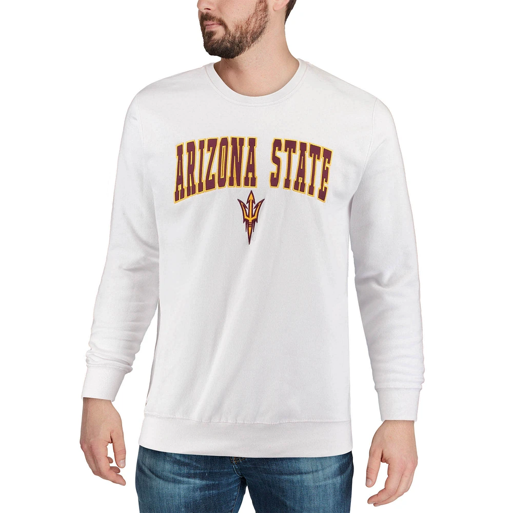 Colosseum White Arizona State Sun Devils Arch & Logo Crew Neck Sweat-shirt pour homme