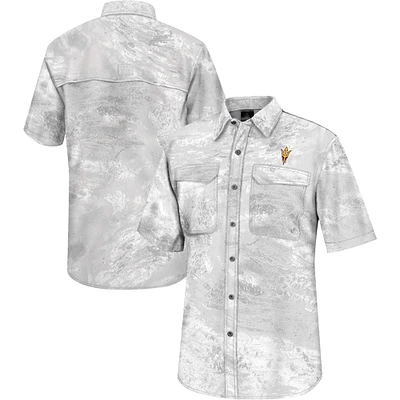 Colosseum White Arizona State Sun Devils Realtree Aspect Charter Chemise de pêche à boutons complets pour homme