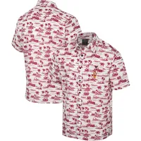 Men's Colosseum White Arizona State Sun Devils Spontaneous is Romantic Camp Button-Up Shirt