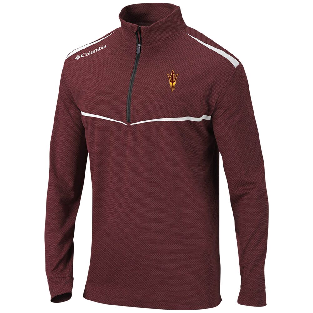 Men's Columbia Golf Maroon Arizona State Sun Devils Scorecard Quarter-Zip Jacket