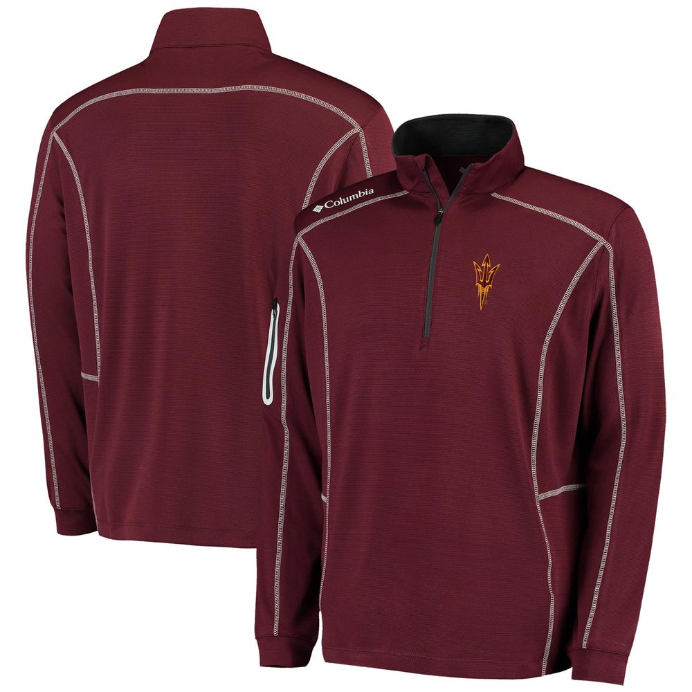 Men's Columbia Golf Maroon Arizona State Sun Devils Shotgun Omni-Wick Quarter-Zip Pullover Jacket