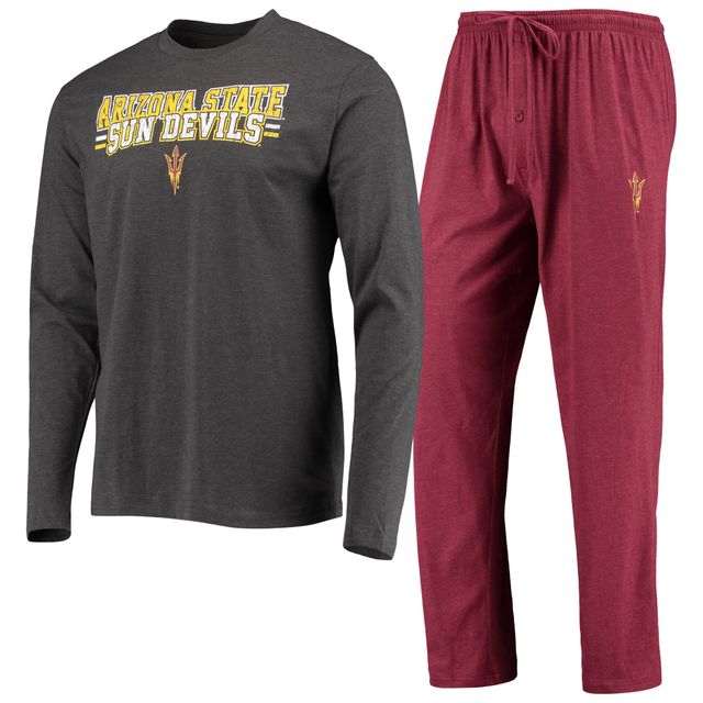 Concepts Sport pour homme Bordeaux/anthracite chiné Arizona State Sun Devils Meter T-shirt à manches longues et pantalon Ensemble de nuit