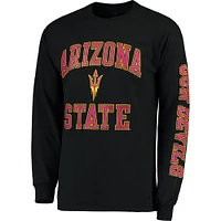 T-shirt à manches longues noir Fanatics pour hommes des Sun Devils de l'Arizona State en détresse avec logo