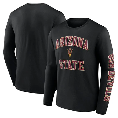 T-shirt noir à manches longues avec logo en détresse des Sun Devils de l'Arizona State Fanatics pour hommes