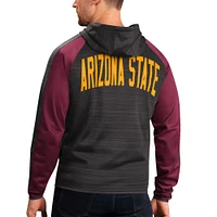 G-III Sports by Carl Banks pour homme Noir Arizona State Sun Devils Neutral Zone Raglan Full-Zip Track Jacket Hoodie