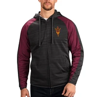 G-III Sports by Carl Banks pour homme Noir Arizona State Sun Devils Neutral Zone Raglan Full-Zip Track Jacket Hoodie