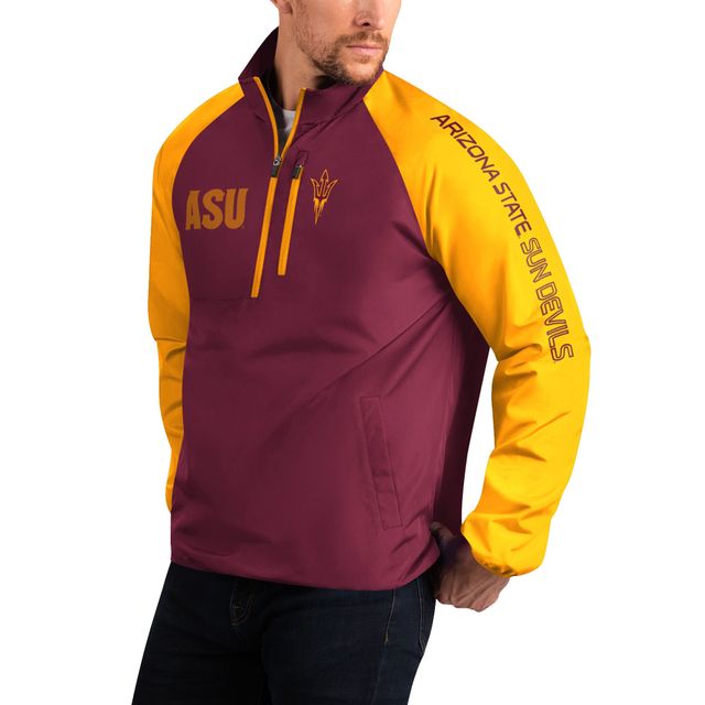 Veste à demi-fermeture éclair raglan G-III Sports by Carl Banks pour homme, marron/doré Arizona State Sun Devils Point Guard