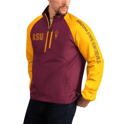 Men's G-III Sports by Carl Banks Maroon/Gold Arizona State Sun Devils Point Guard Raglan Half-Zip Jacket