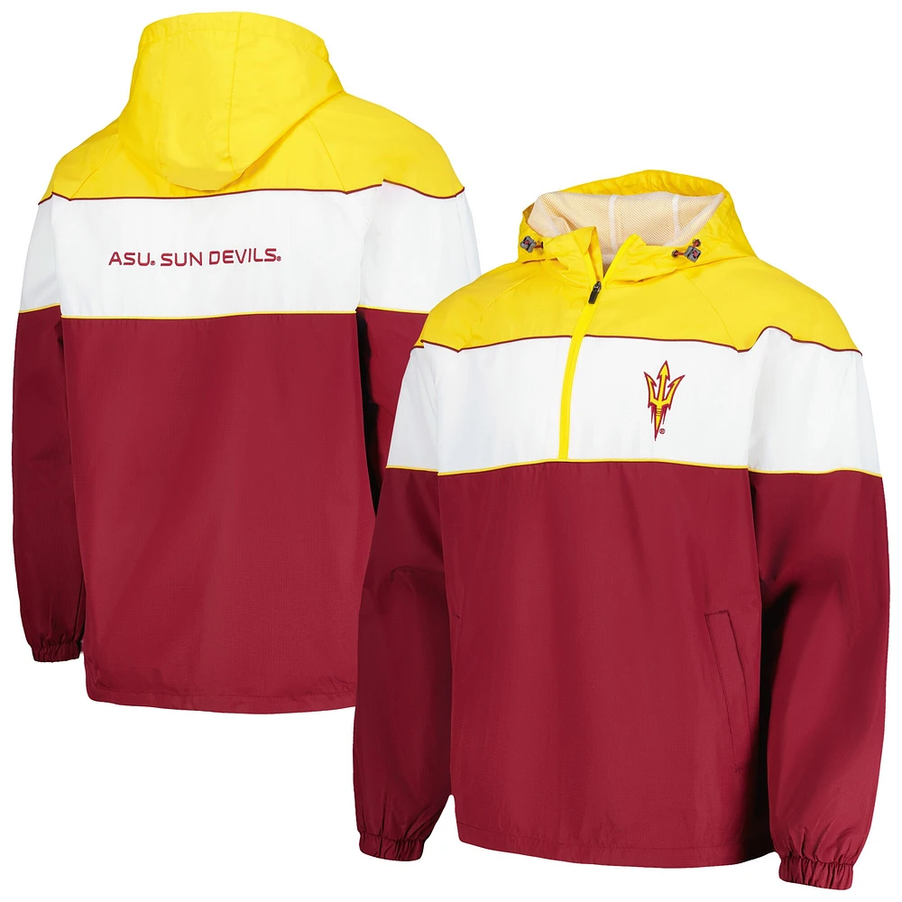 Men's G-III Sports by Carl Banks Maroon Arizona State Sun Devils Center Line Half-Zip Raglan Hoodie Jacket