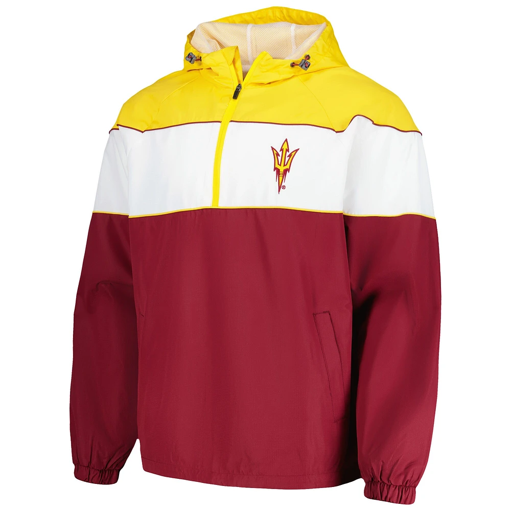 Men's G-III Sports by Carl Banks Maroon Arizona State Sun Devils Center Line Half-Zip Raglan Hoodie Jacket