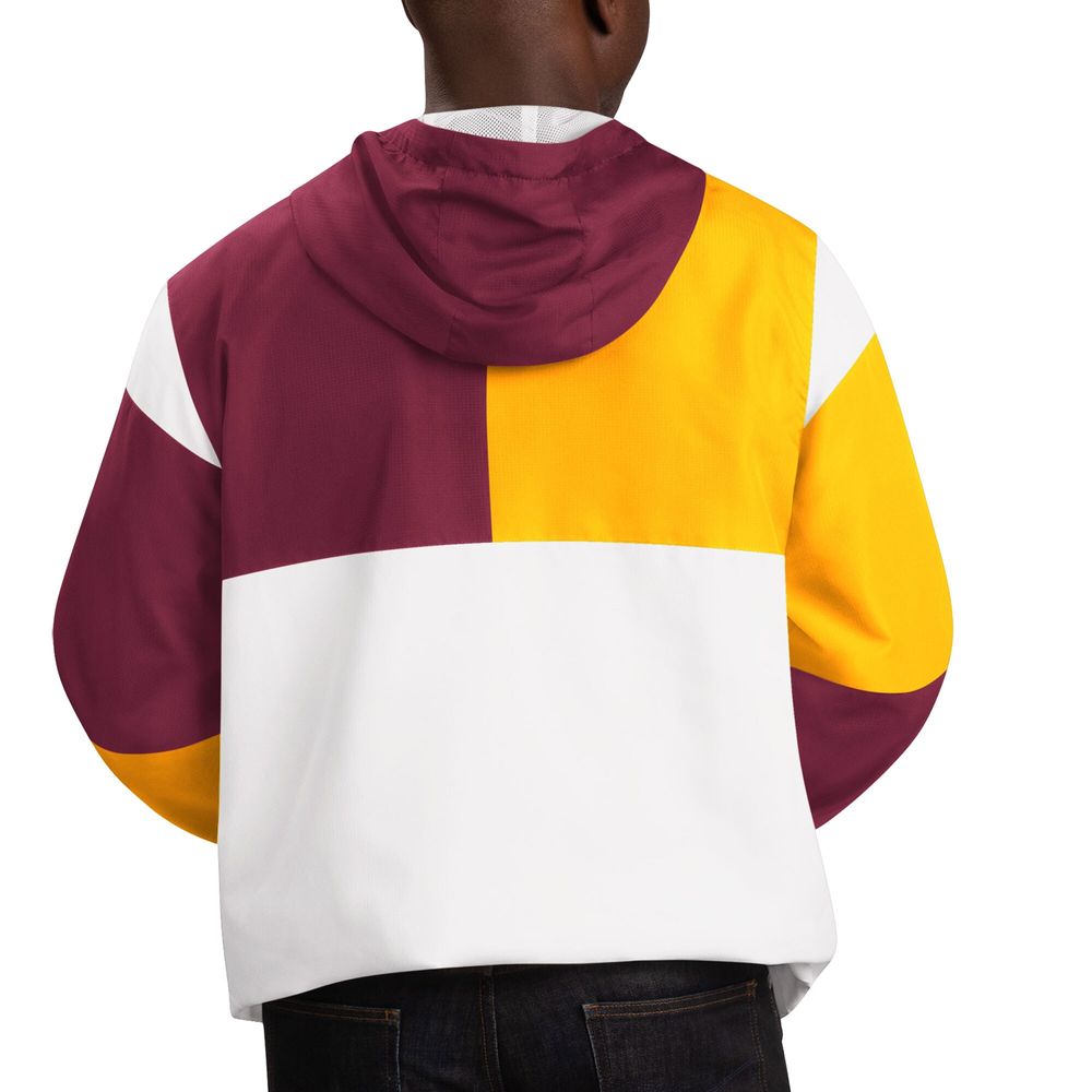 Men's G-III Sports by Carl Banks White/Maroon Arizona State Sun Devils Fair Catch Half-Zip Anorak Jacket