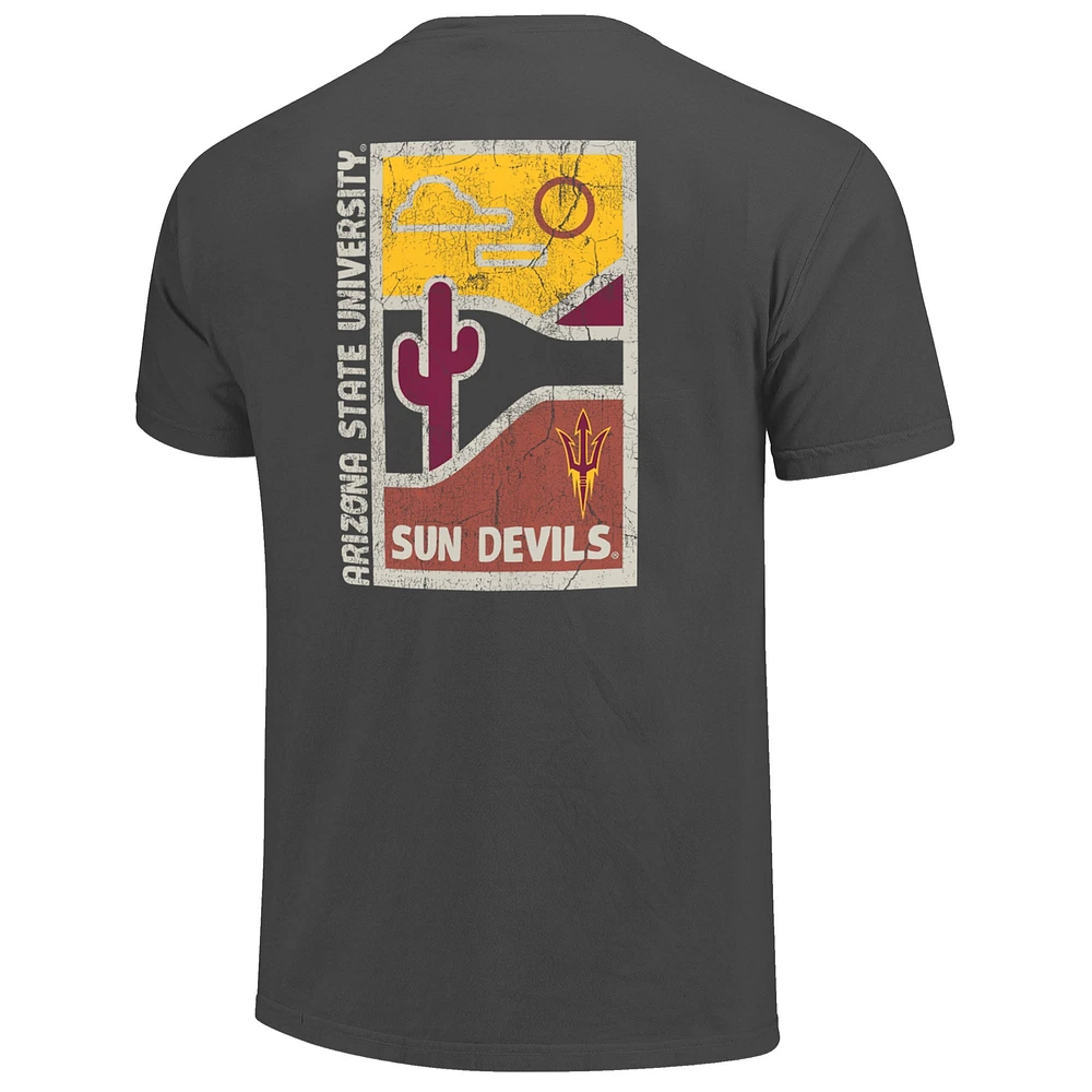 T-shirt graphite pour homme, motif graphique effet vieilli, couleurs confort, Arizona State Sun Devils, Minimal Vista