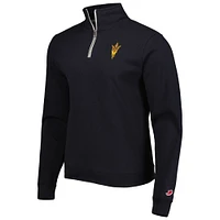 League Collegiate Wear pour hommes Noir Arizona State Sun Devils Stack Essential Sweat léger en molleton à quart de zip