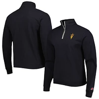 League Collegiate Wear pour hommes Noir Arizona State Sun Devils Stack Essential Sweat léger en molleton à quart de zip