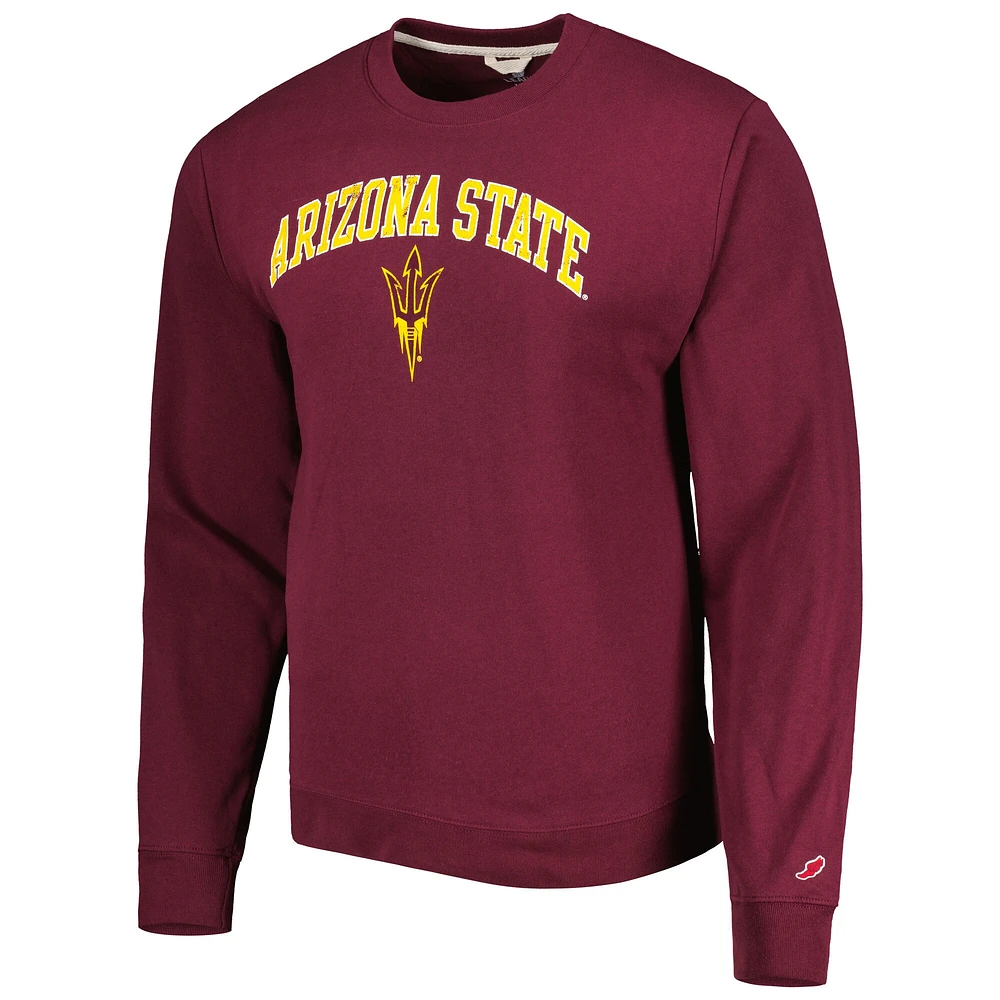 Men's League Collegiate Wear Maroon Arizona State Sun Devils 1965 Arch Essential Lightweight Pullover Sweatshirt