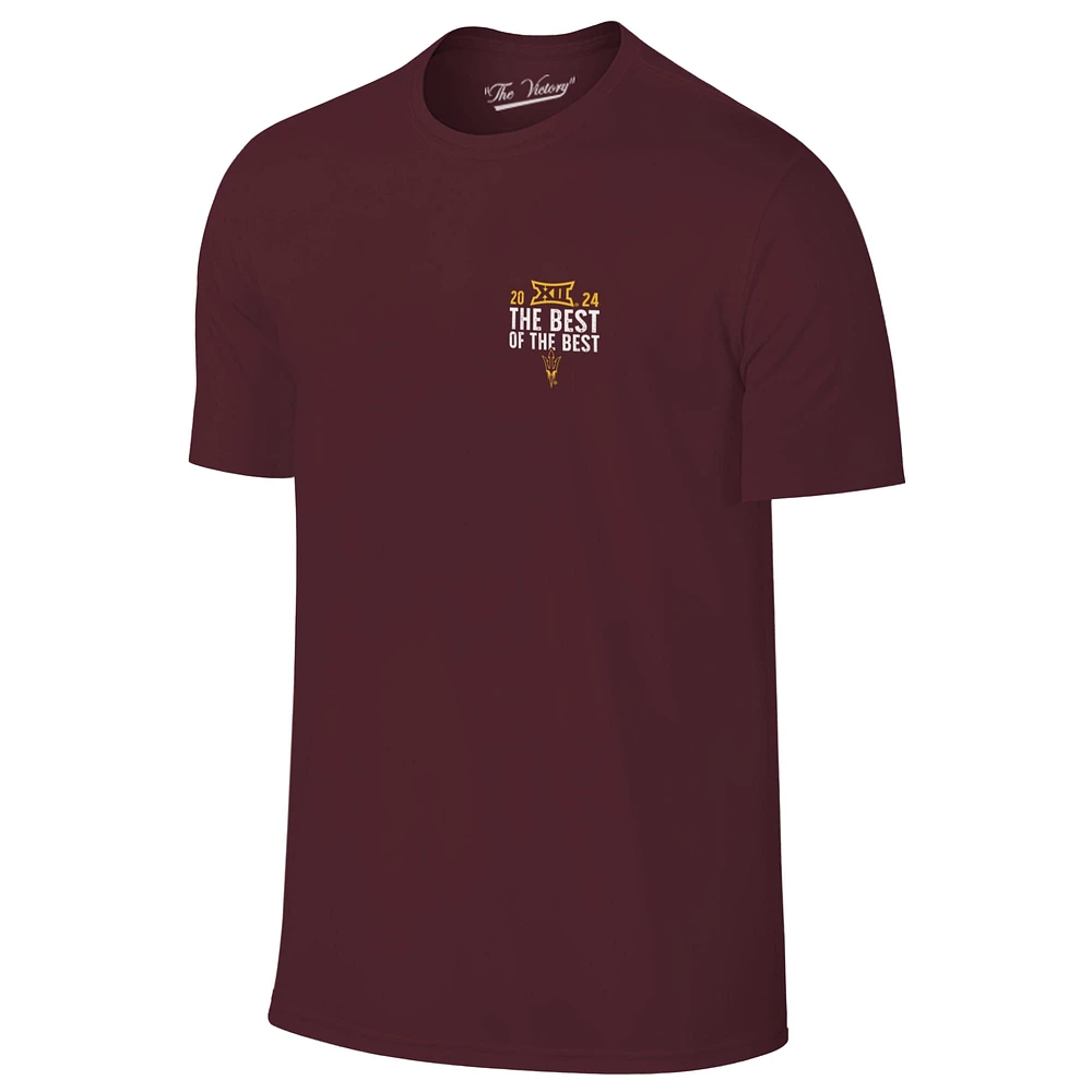 Men's Maroon Arizona State Sun Devils 2024 Big 12 Football Conference Champions Score T-Shirt