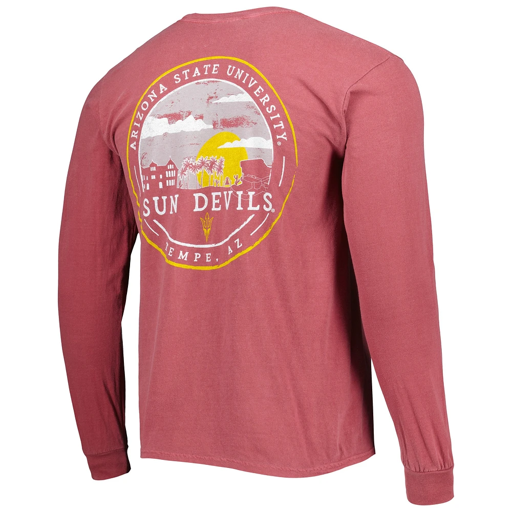 Men's Maroon Arizona State Sun Devils Circle Campus Scene Long Sleeve T-Shirt