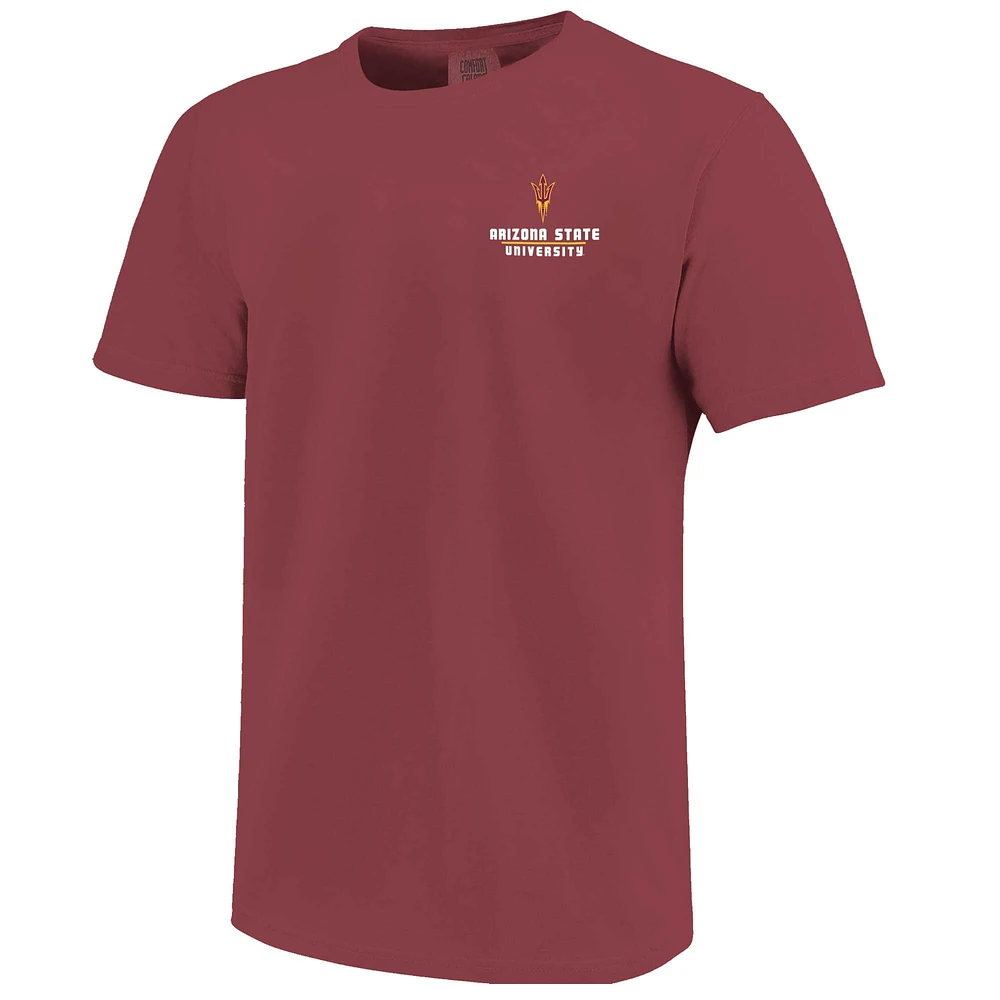 Men's Maroon Arizona State Sun Devils Striped Campus Skyline T-Shirt