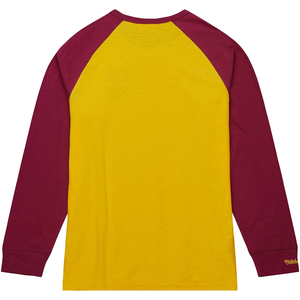 Men's Mitchell & Ness Gold Arizona State Sun Devils Legendary Slub Raglan Long Sleeve T-Shirt