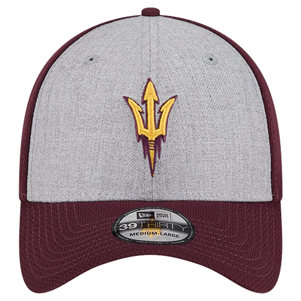 Casquette flexible bicolore 39THIRTY New Era pour hommes, gris chiné/marron, Arizona State Sun Devils