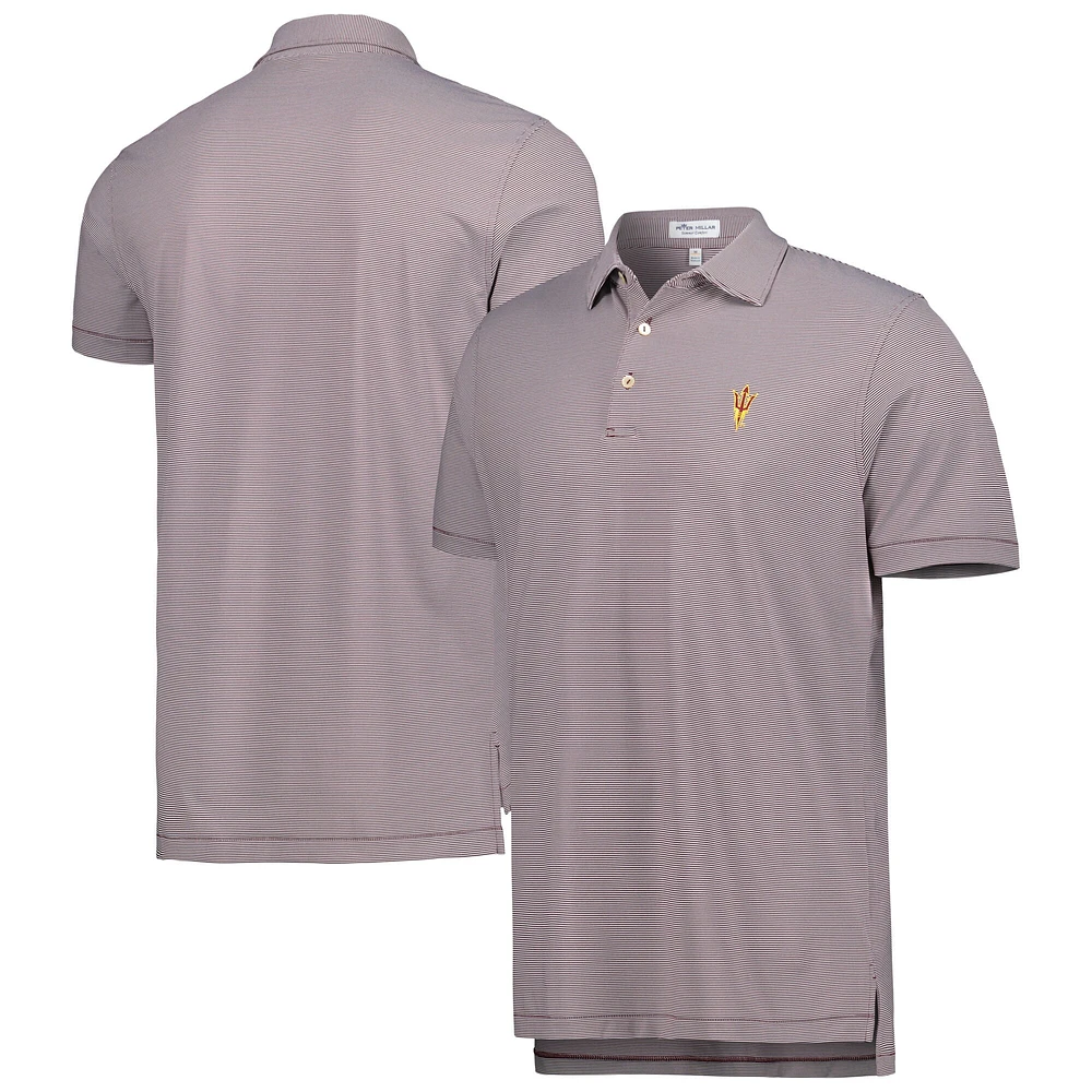 Polo performance Peter Millar Arizona State Sun Devils Jubilee Stripe marron pour homme