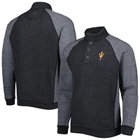 Men's Tommy Bahama Black Arizona State Sun Devils Sport Scrimmage Snap Mock Neck Raglan Button-Up Jacket