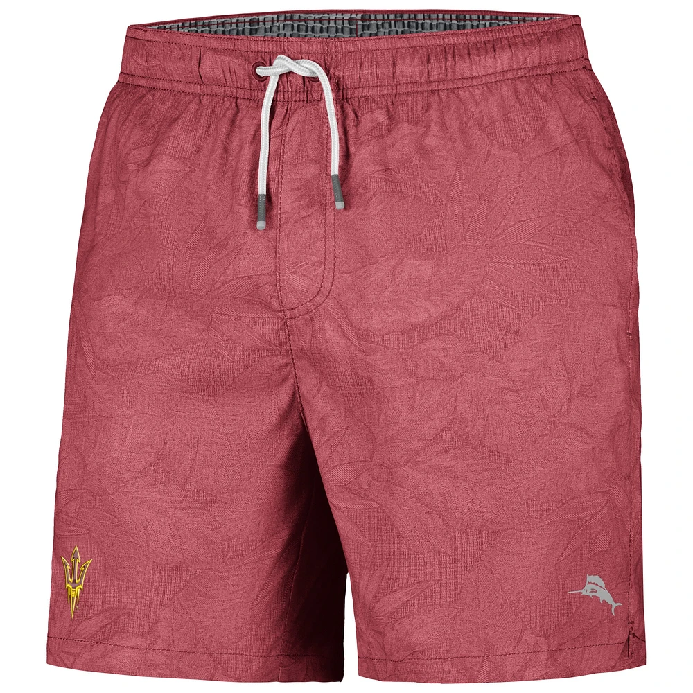 Men's Tommy Bahama Maroon Arizona State Sun Devils Naples Layered Leaves Swim Trunks