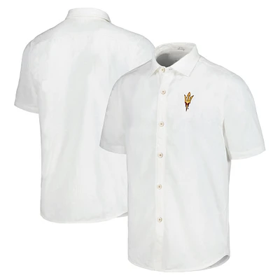 Chemise boutonnée Tommy Bahama blanche pour hommes des Sun Devils de l'Arizona State Coconut Point Palm Vista IslandZone Camp