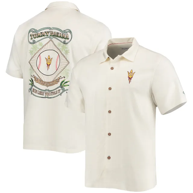 Texas Rangers Tommy Bahama Baseball Camp Button-Up Shirt - Cream