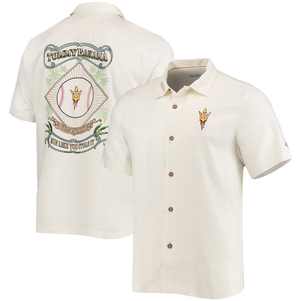 Men's Tommy Bahama White Arizona State Sun Devils Run Like You Stole It Camp Button-Up Shirt