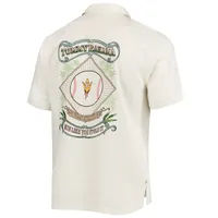 Chemise boutonnée Tommy Bahama pour hommes, Arizona State Sun Devils, Run Like You Stole It Camp, blanche