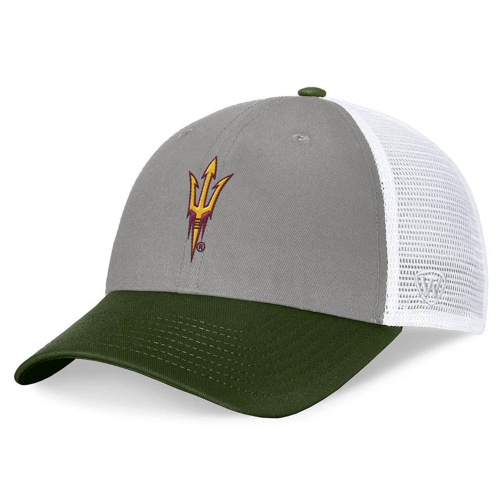 Chapeau réglable pour hommes, haut du monde, gris/vert, Arizona State Sun Devils OHT, badge d'appréciation militaire, camionneur