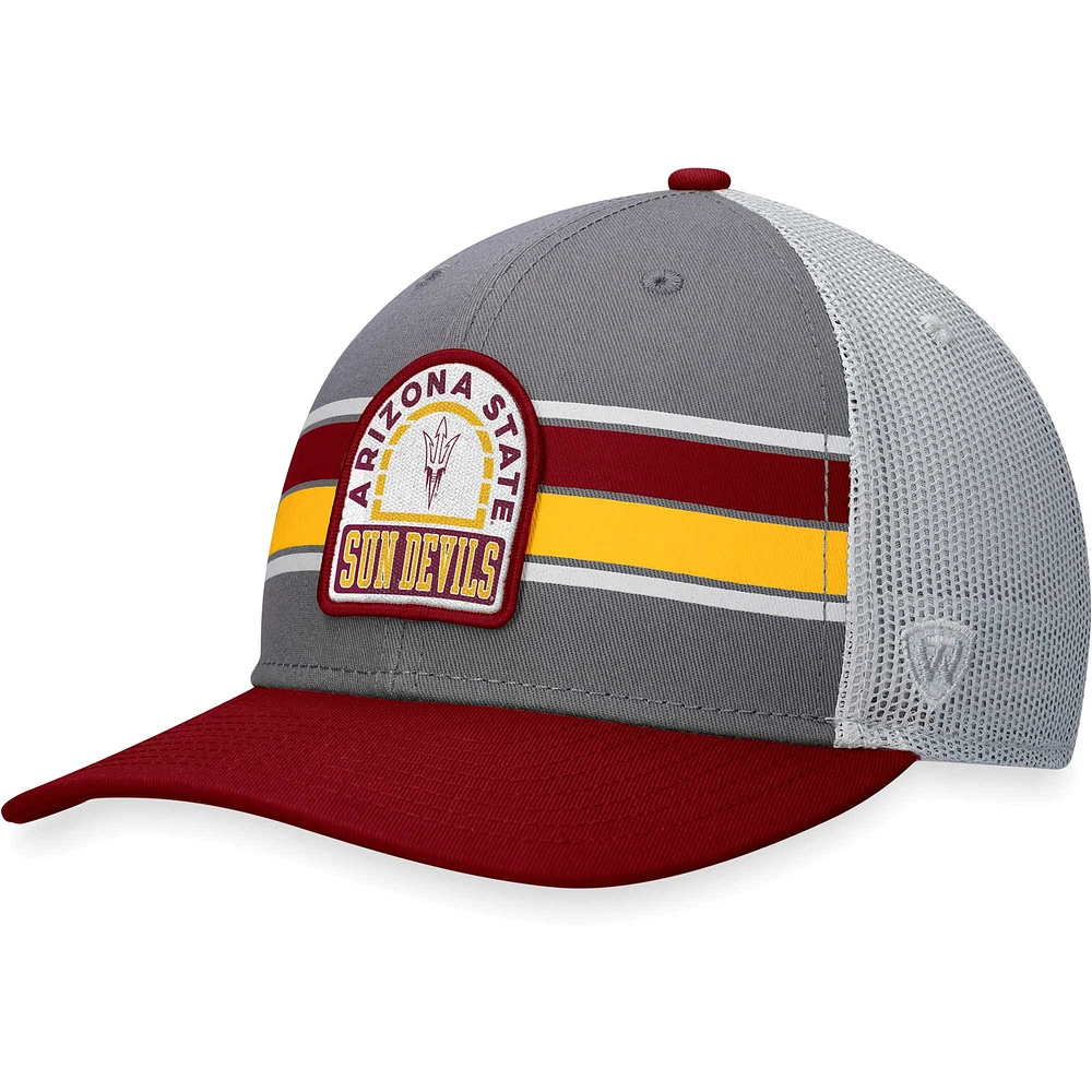 Casquette réglable pour homme Top of the World Arizona State Sun Devils Aurora Trucker gris/marron