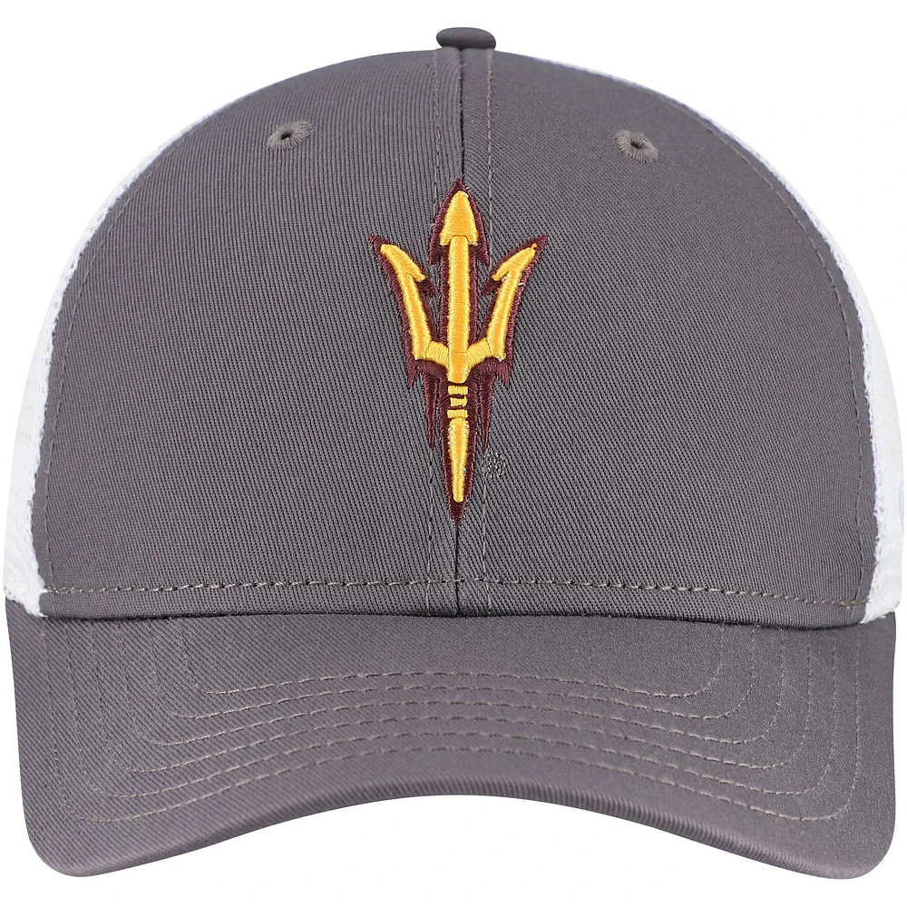Casquette ajustable Top of the World pour homme Arizona State Sun Devils Victory Baseline Trucker gris/blanc