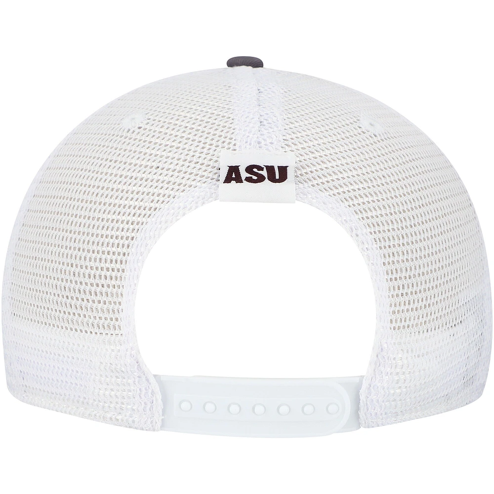 Casquette ajustable Top of the World pour homme Arizona State Sun Devils Victory Baseline Trucker gris/blanc