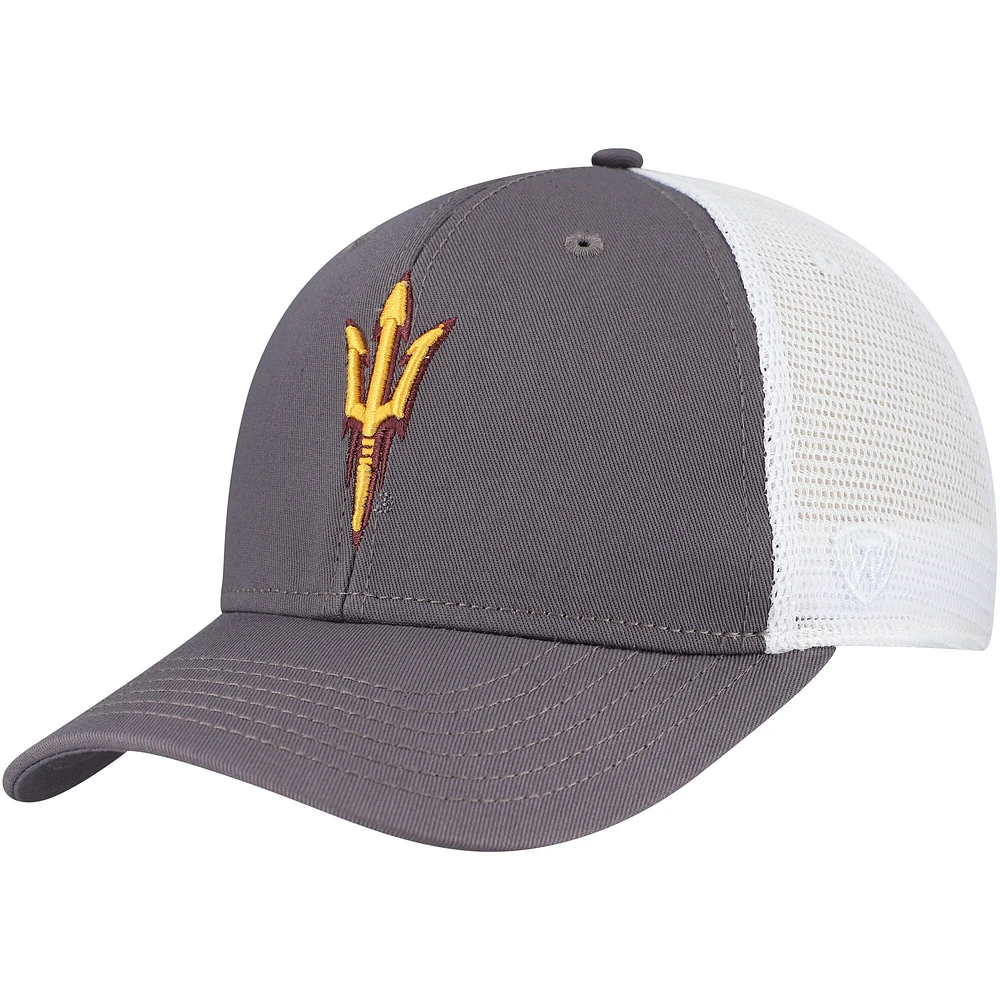 Casquette ajustable Top of the World pour homme Arizona State Sun Devils Victory Baseline Trucker gris/blanc