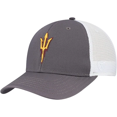 Casquette ajustable Top of the World pour homme Arizona State Sun Devils Victory Baseline Trucker gris/blanc