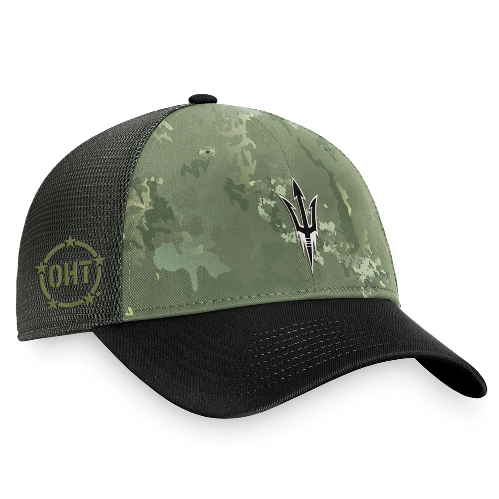 Men's Top of the World Hunter Green/Gray Arizona State Sun Devils OHT Military Appreciation Unit Trucker Adjustable Hat