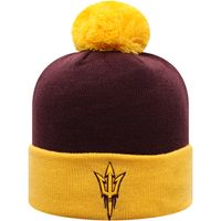 Men's Top of the World Maroon/Gold Arizona State Sun Devils Core 2-Tone Cuffed Knit Hat with Pom