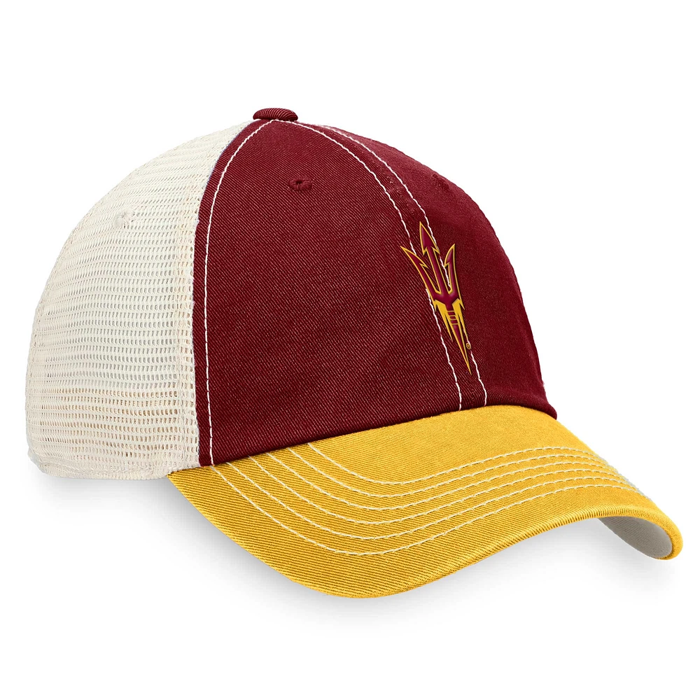 Casquette ajustable Top of the World Arizona State Sun Devils Offroad Trucker marron/doré pour homme