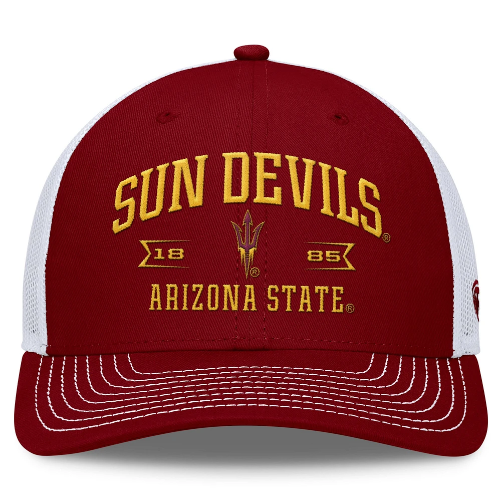 Casquette réglable pour hommes Top of the World marron Arizona State Sun Devils Carson Trucker