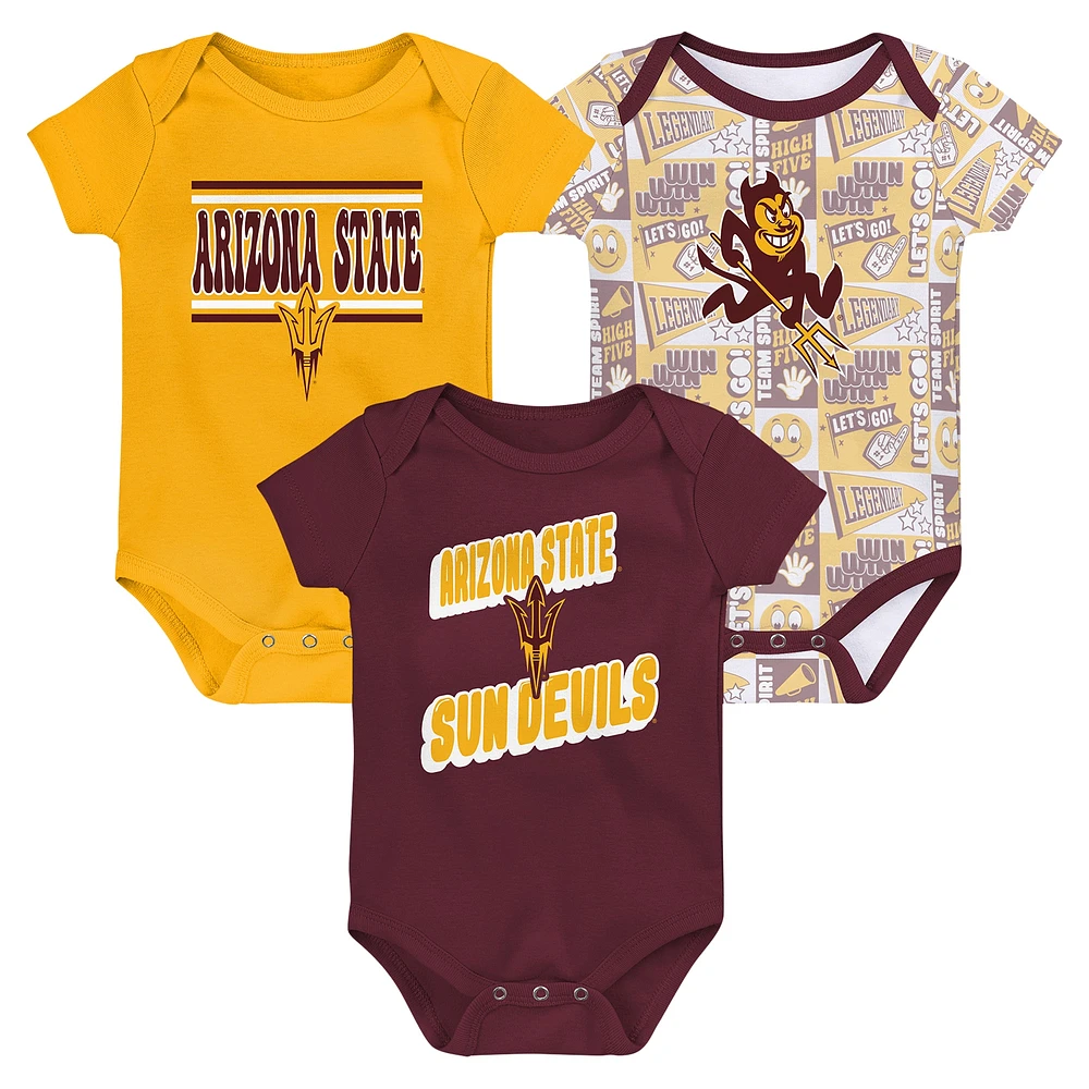 Newborn Maroon Arizona State Sun Devils Sunday Comics 3-Pack Bodysuit Set