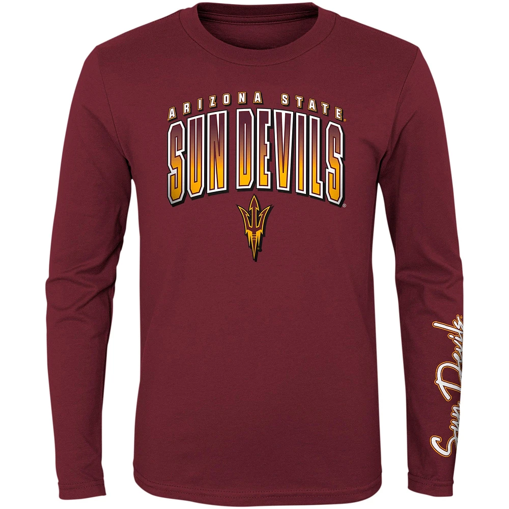 Preschool Maroon/Gold Arizona State Sun Devils Fan Wave Short & Long Sleeve T-Shirt Combo Pack